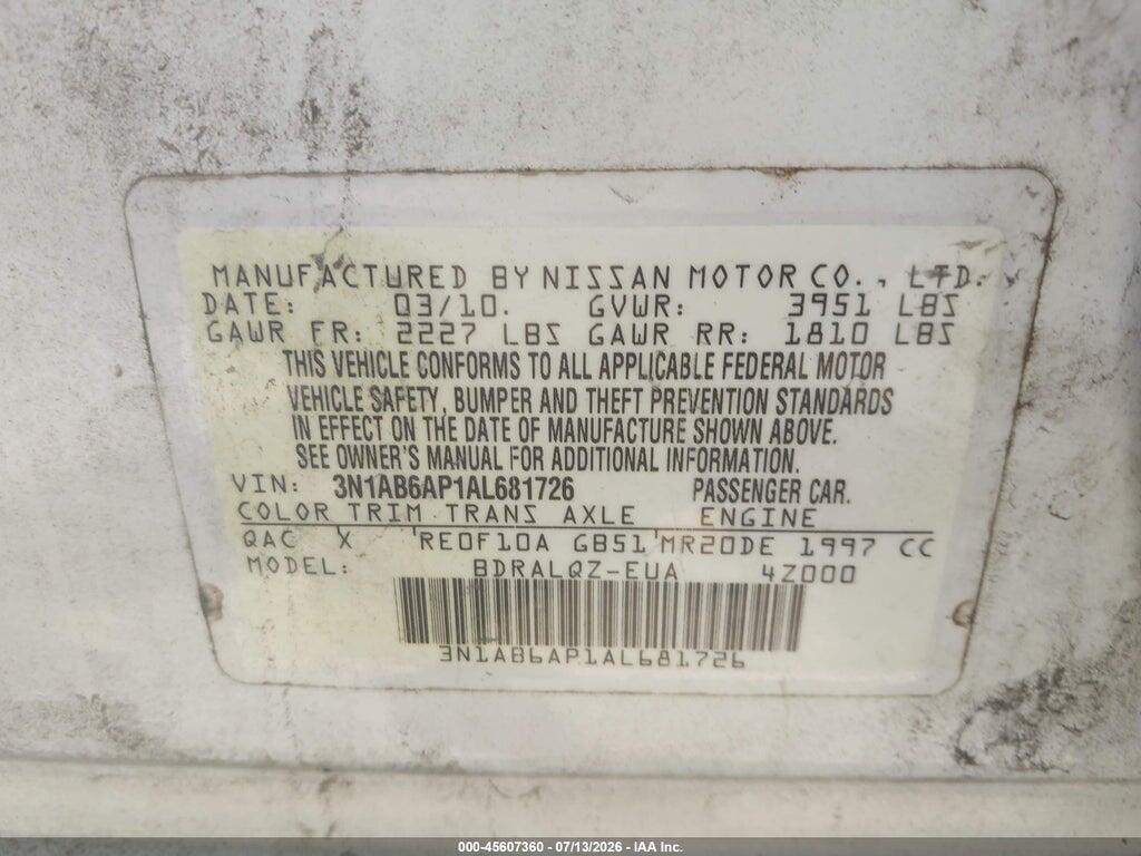 3N1AB6AP1AL681726 2010 NISSAN SENTRA photo no. 9