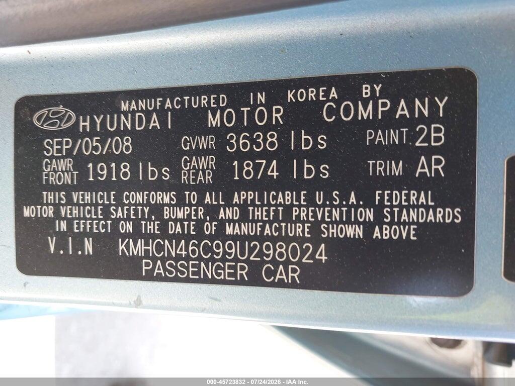 KMHCN46C99U298024 2009 HYUNDAI ACCENT photo no. 9