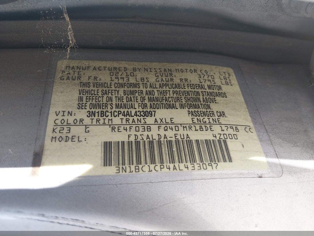 3N1BC1CP4AL433097 2010 NISSAN VERSA photo no. 9