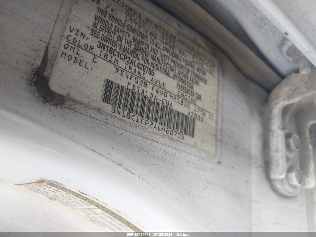3N1BC1CP2AL420705 2010 NISSAN VERSA photo no. 9