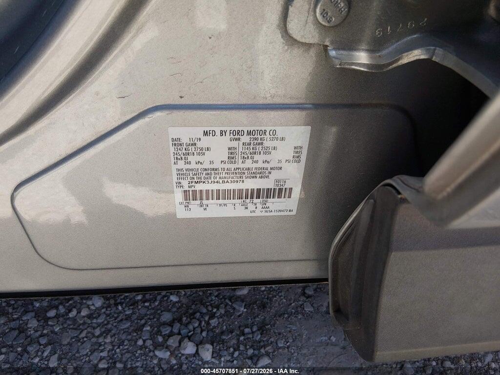 2FMPK3J94LBA30978 2020 FORD EDGE photo no. 9