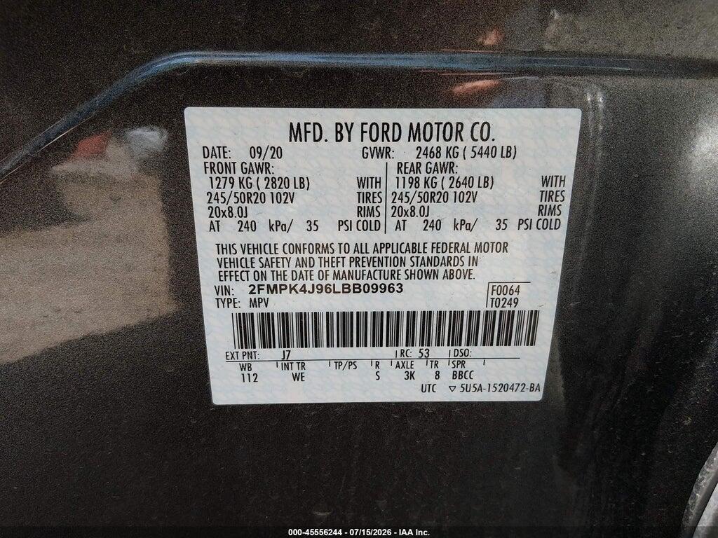 2FMPK4J96LBB09963 2020 FORD EDGE photo no. 9