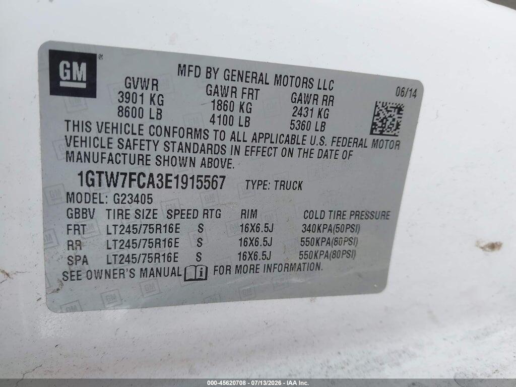 1GTW7FCA3E1915567 2014 GMC SAVANA 2500 photo no. 9