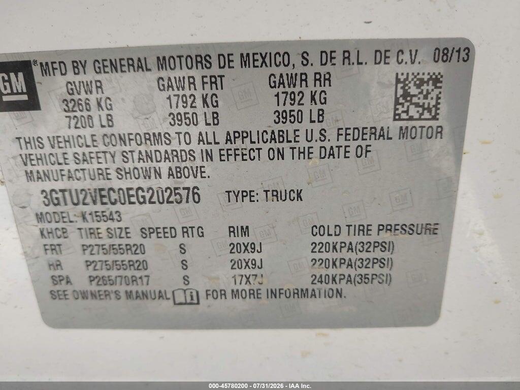 3GTU2VEC0EG202576 2014 GMC SIERRA 1500 photo no. 9