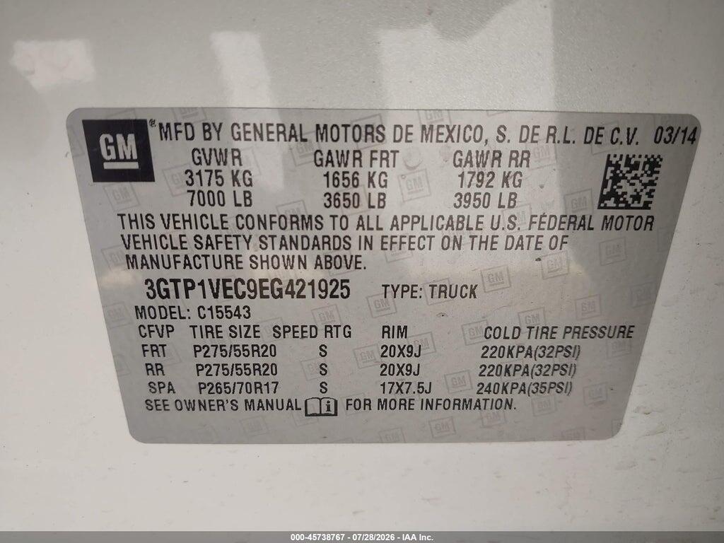 3GTP1VEC9EG421925 2014 GMC SIERRA 1500 photo no. 9
