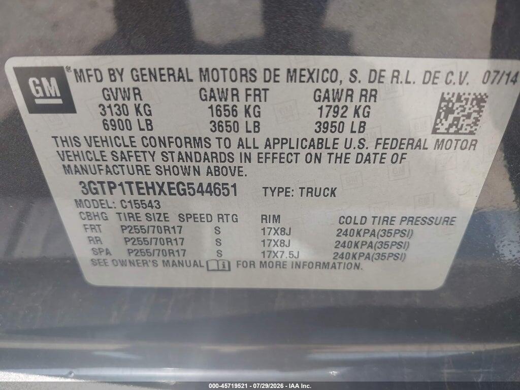 3GTP1TEHXEG544651 2014 GMC SIERRA 1500 photo no. 9