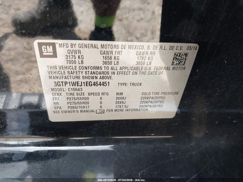 3GTP1WEJ1EG464451 2014 GMC SIERRA 1500 photo no. 9