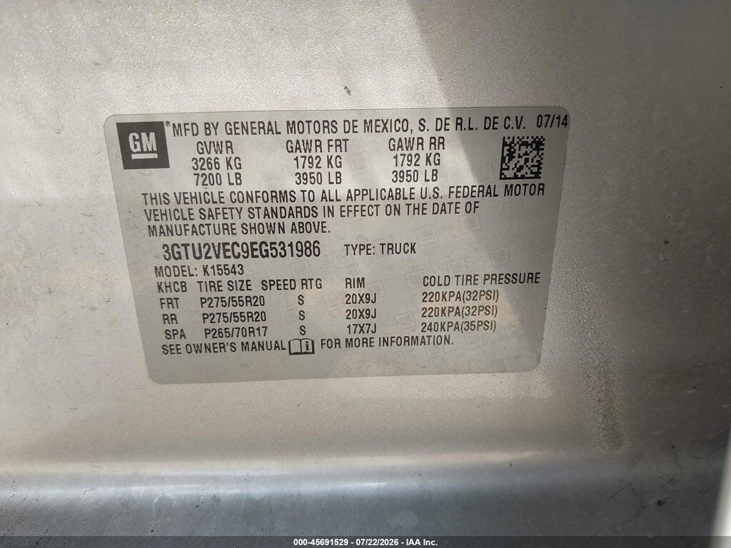 3GTU2VEC9EG531986 2014 GMC SIERRA 1500 photo no. 9