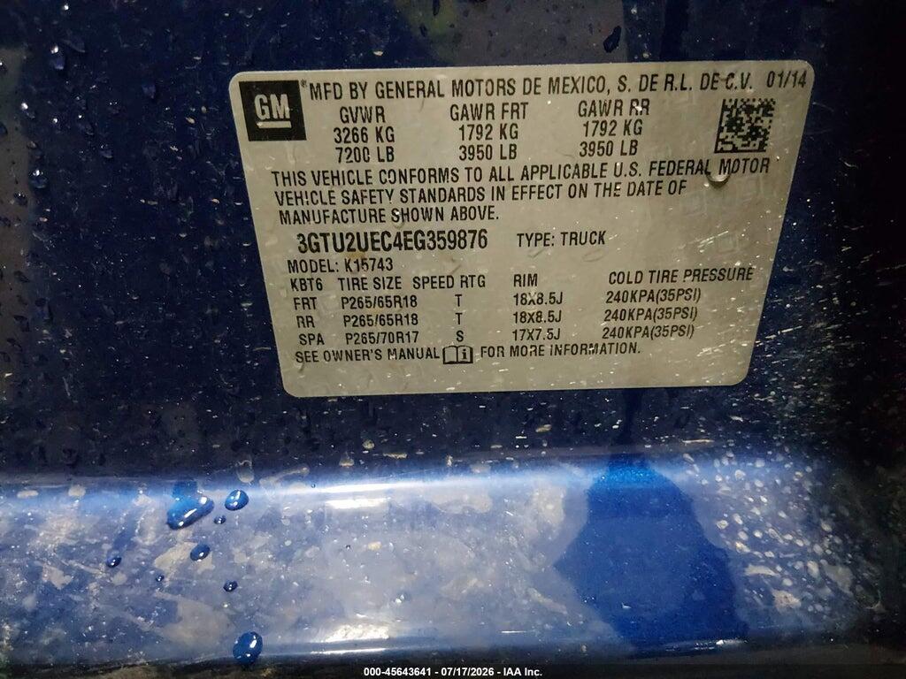 3GTU2UEC4EG359876 2014 GMC SIERRA 1500 photo no. 9