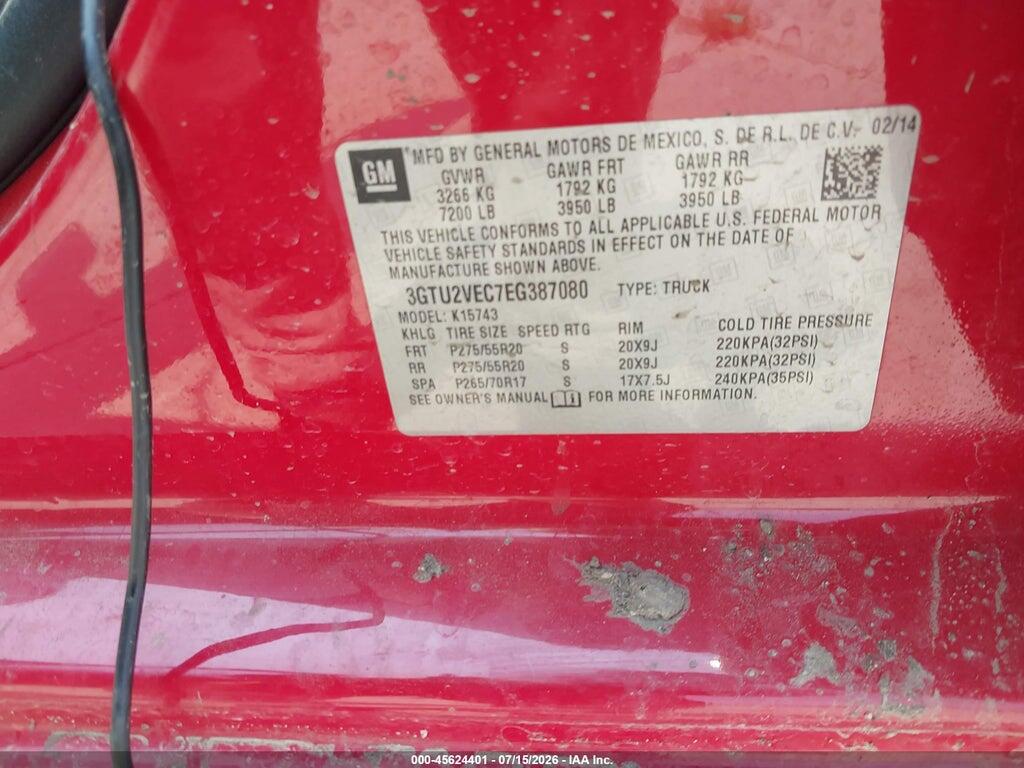 3GTU2VEC7EG387080 2014 GMC SIERRA 1500 photo no. 9