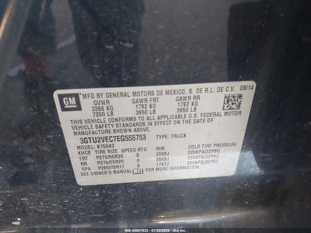 3GTU2VEC7EG555753 2014 GMC SIERRA 1500 photo no. 9