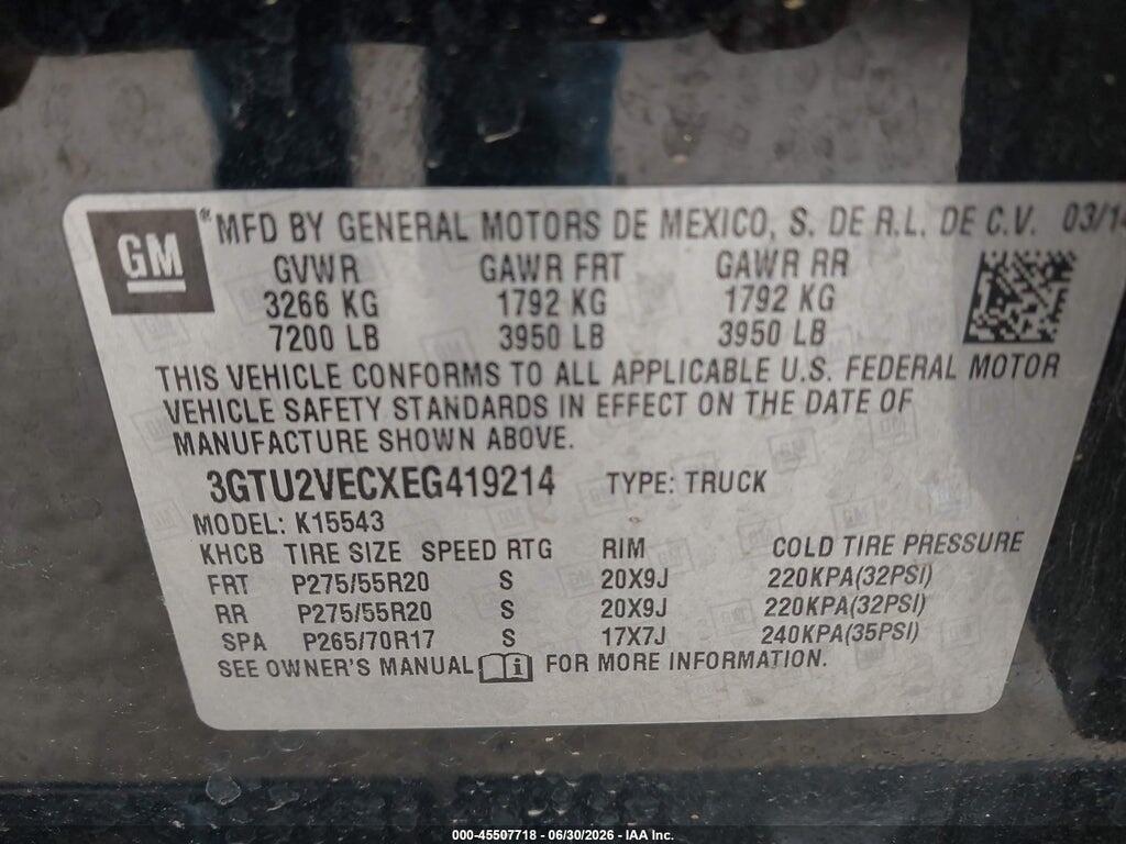3GTU2VECXEG419214 2014 GMC SIERRA 1500 photo no. 9