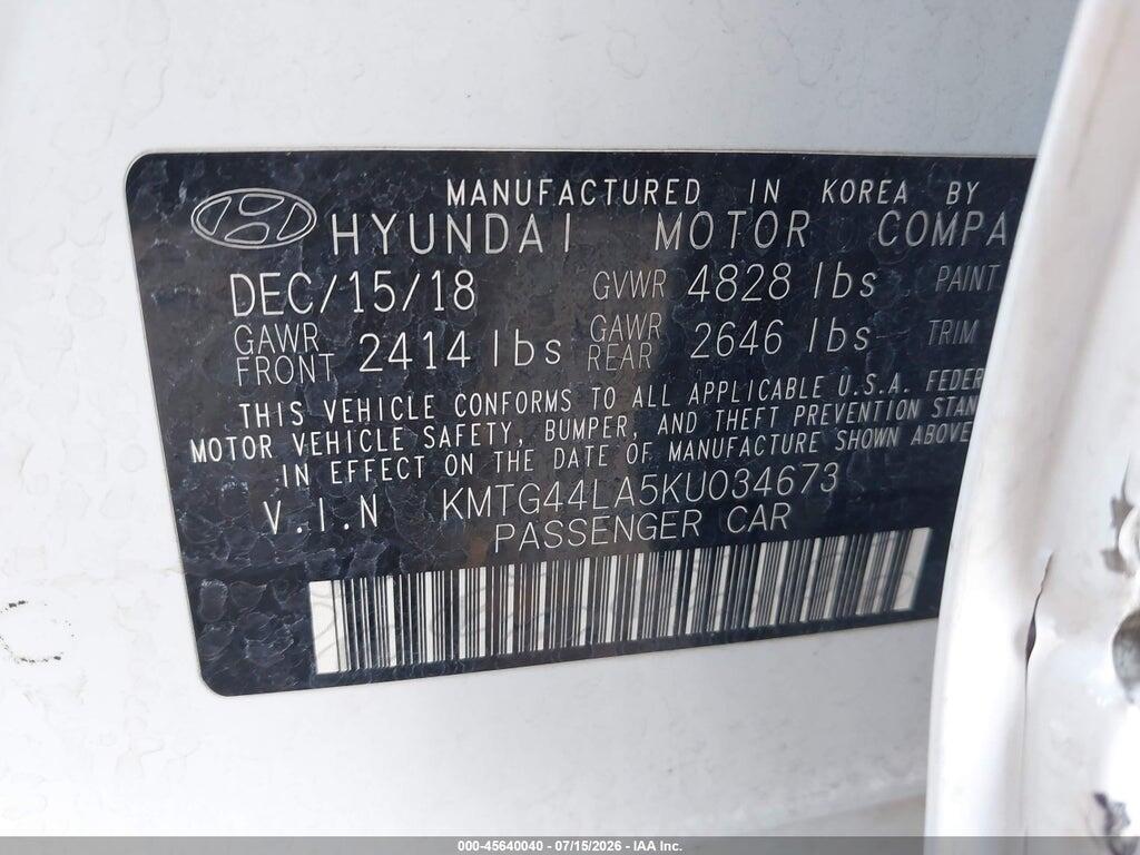 KMTG44LA5KU034673 2019 GENESIS G70 photo no. 9