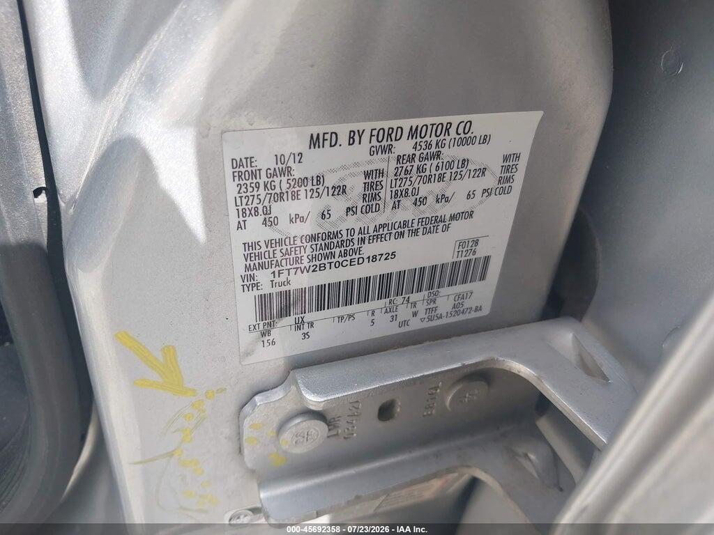 1FT7W2BT0CED18725 2012 FORD SUPER DUTY F-250 SRW photo no. 9