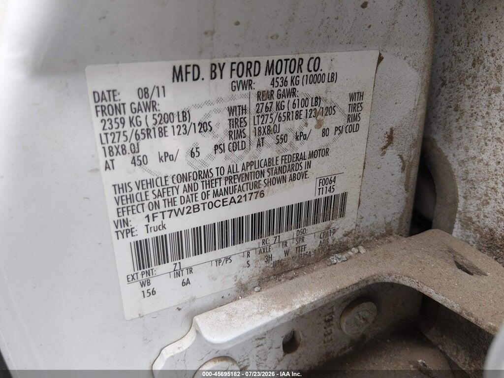 1FT7W2BT0CEA21776 2012 FORD SUPER DUTY F-250 SRW photo no. 9