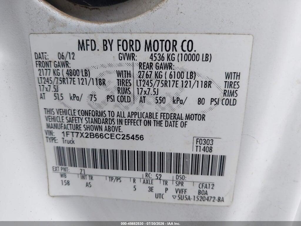 1FT7X2B66CEC25456 2012 FORD SUPER DUTY F-250 SRW photo no. 9