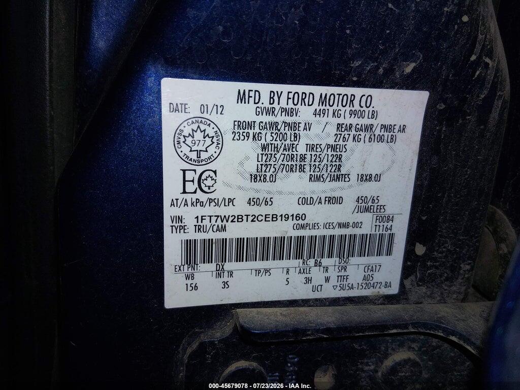 1FT7W2BT2CEB19160 2012 FORD SUPER DUTY F-250 SRW photo no. 9