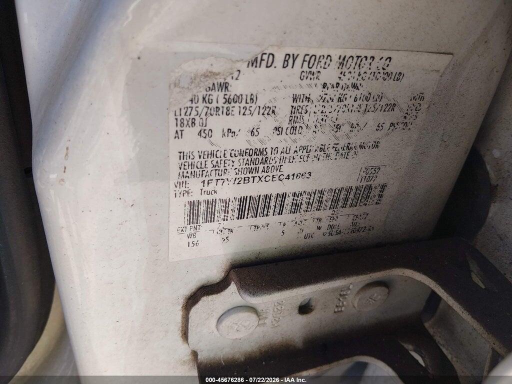1FT7W2BTXCEC41863 2012 FORD SUPER DUTY F-250 SRW photo no. 9
