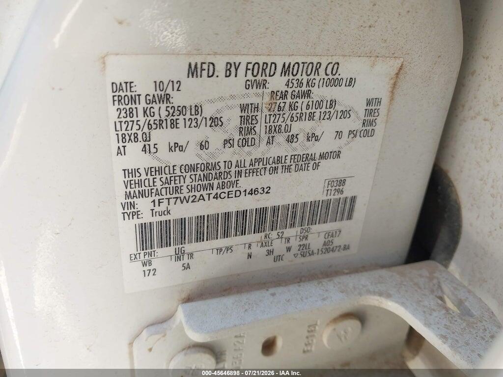 1FT7W2AT4CED14632 2012 FORD SUPER DUTY F-250 SRW photo no. 9