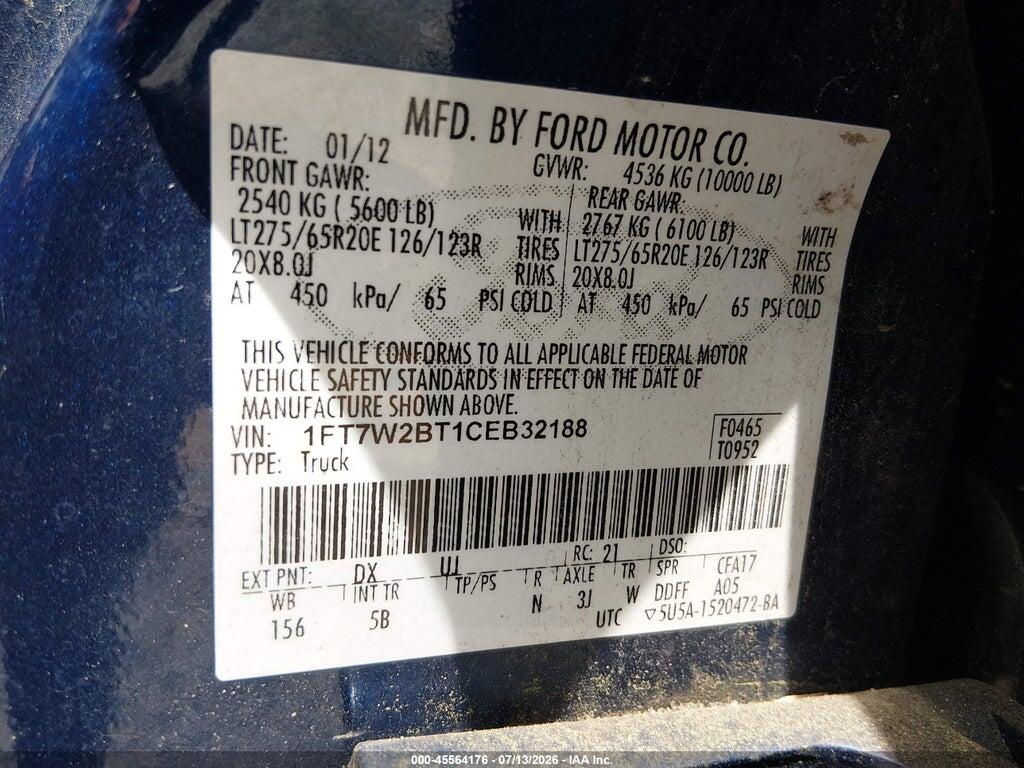 1FT7W2BT1CEB32188 2012 FORD SUPER DUTY F-250 SRW photo no. 9