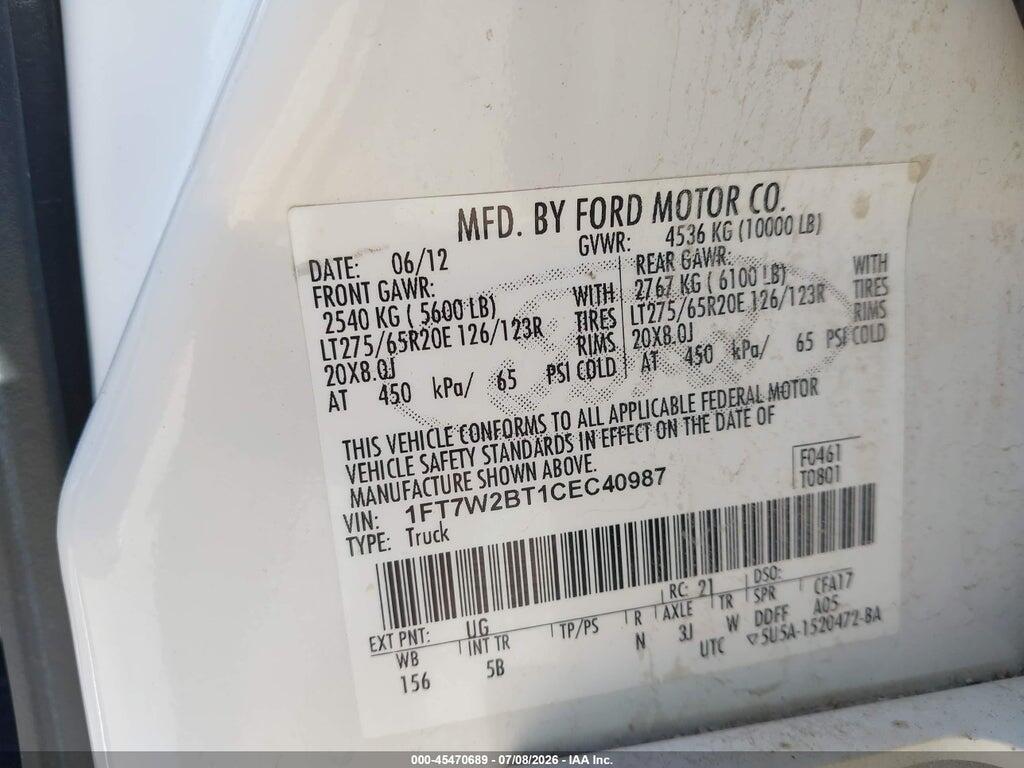 1FT7W2BT1CEC40987 2012 FORD SUPER DUTY F-250 SRW photo no. 9