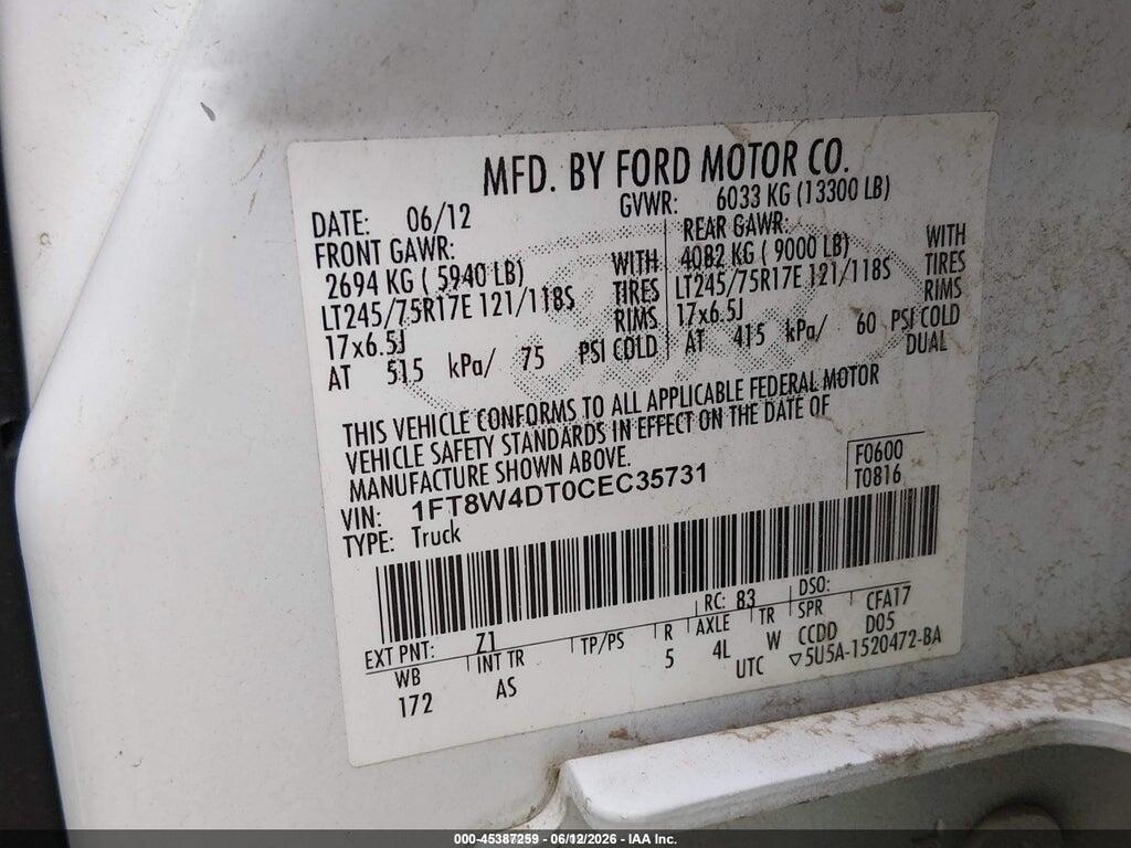 1FT8W4DT0CEC35731 2012 FORD SUPER DUTY F-450 DRW photo no. 9
