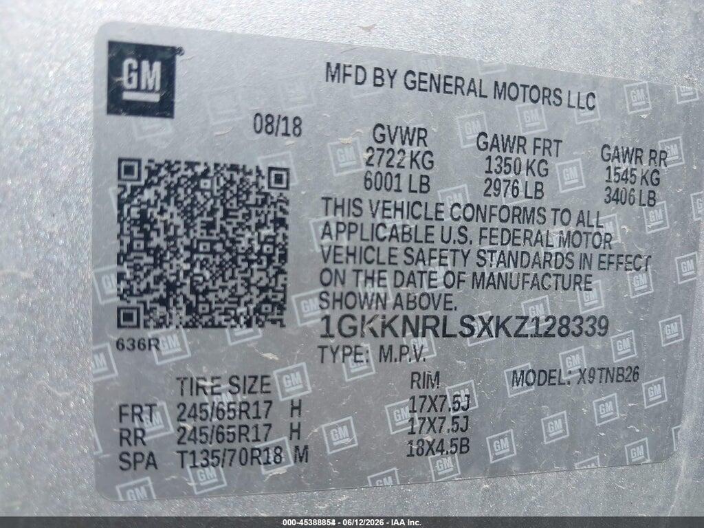 1GKKNRLSXKZ128339 2019 GMC ACADIA photo no. 9
