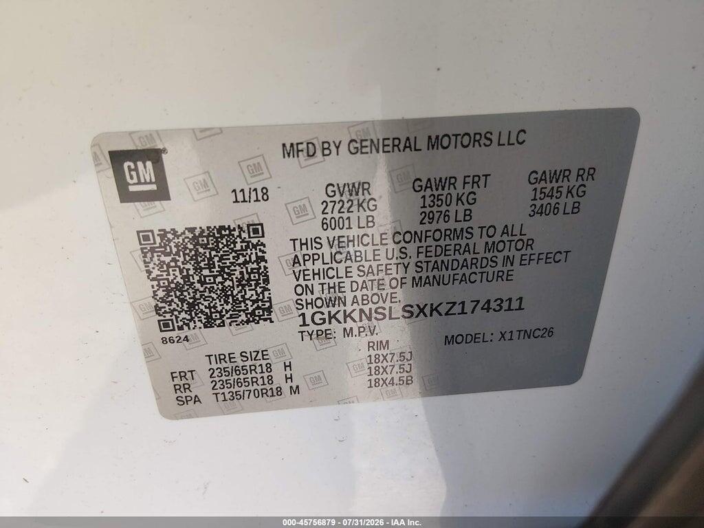 1GKKNSLSXKZ174311 2019 GMC ACADIA photo no. 9