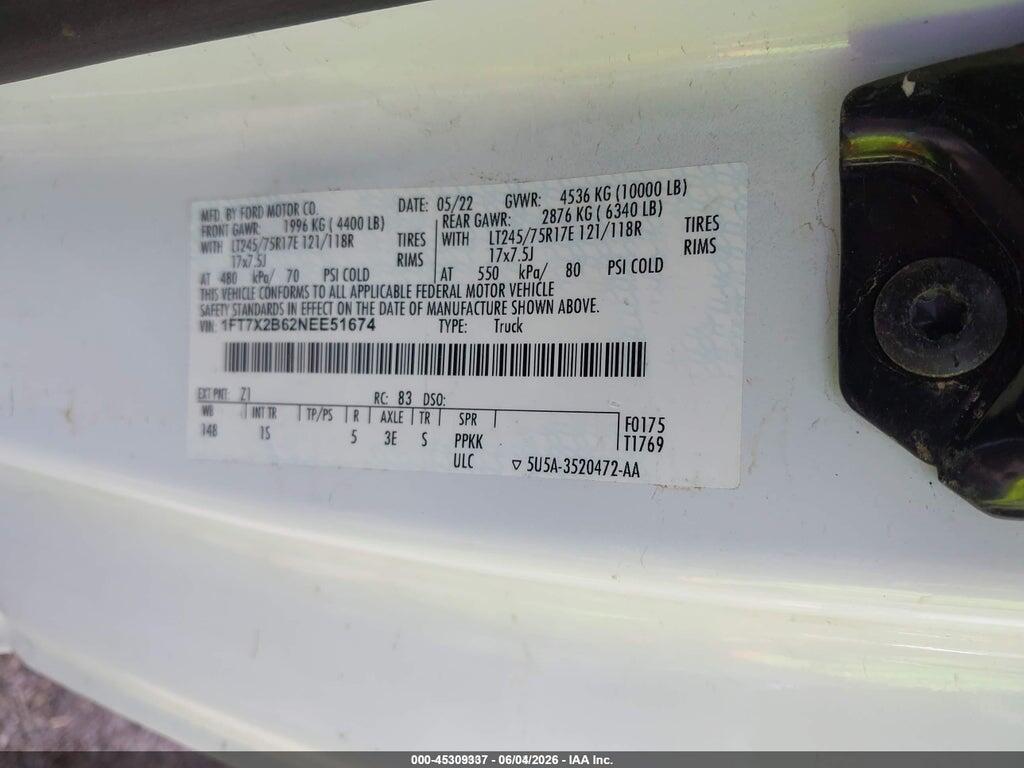 1FT7X2B62NEE51674 2022 FORD F-250 photo no. 9
