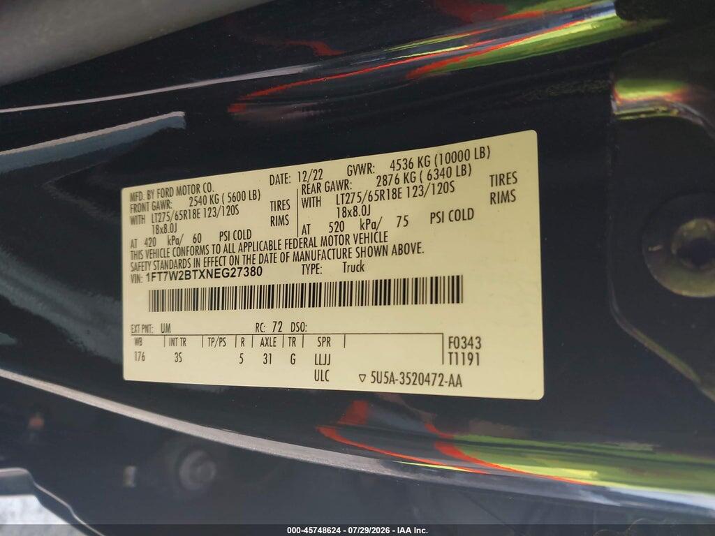 1FT7W2BTXNEG27380 2022 FORD F-250 photo no. 9