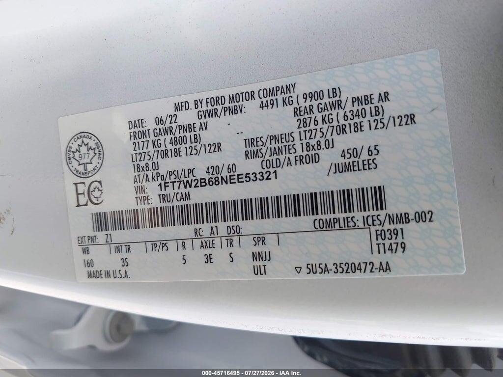 1FT7W2B68NEE53321 2022 FORD F-250 photo no. 9