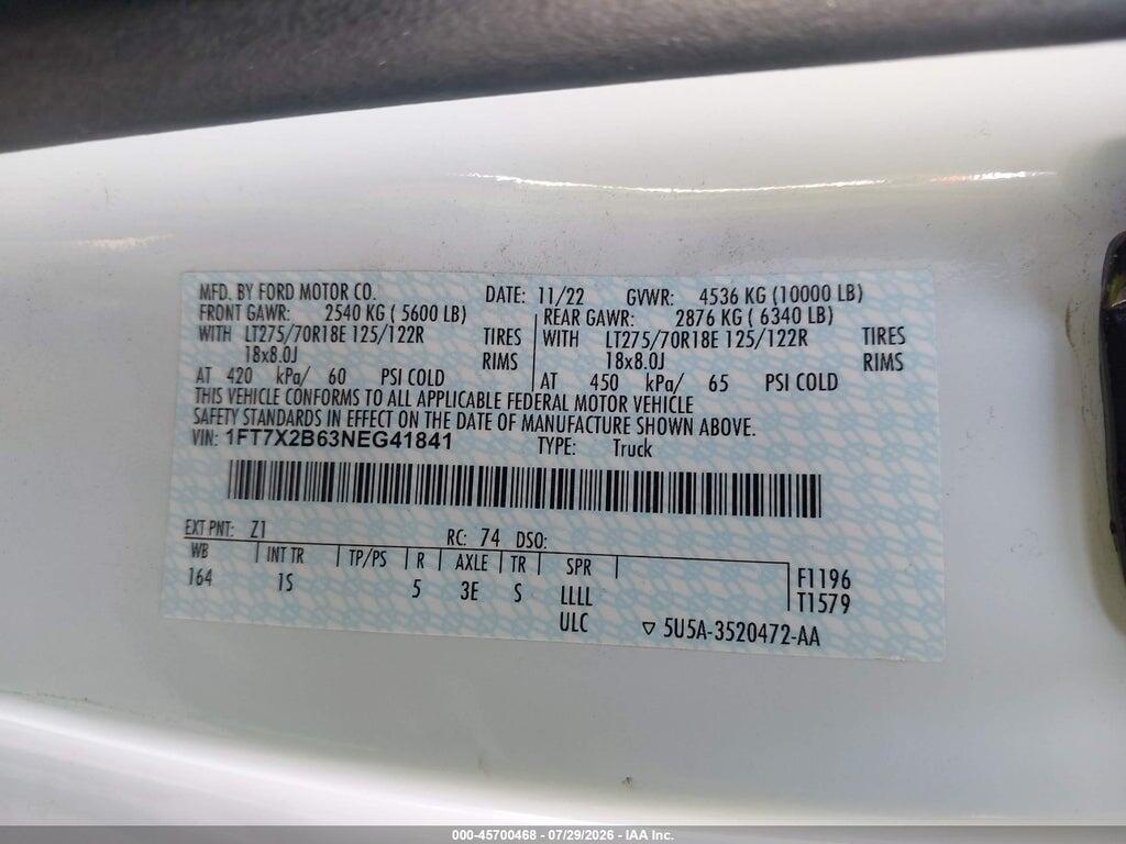 1FT7X2B63NEG41841 2022 FORD F-250 photo no. 9