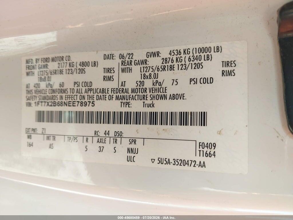 1FT7X2B68NEE78975 2022 FORD F-250 photo no. 9