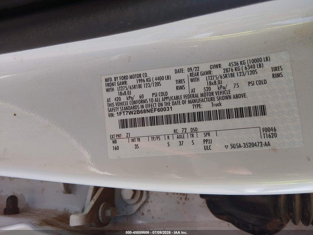 1FT7W2B68NEF60031 2022 FORD F-250 photo no. 9