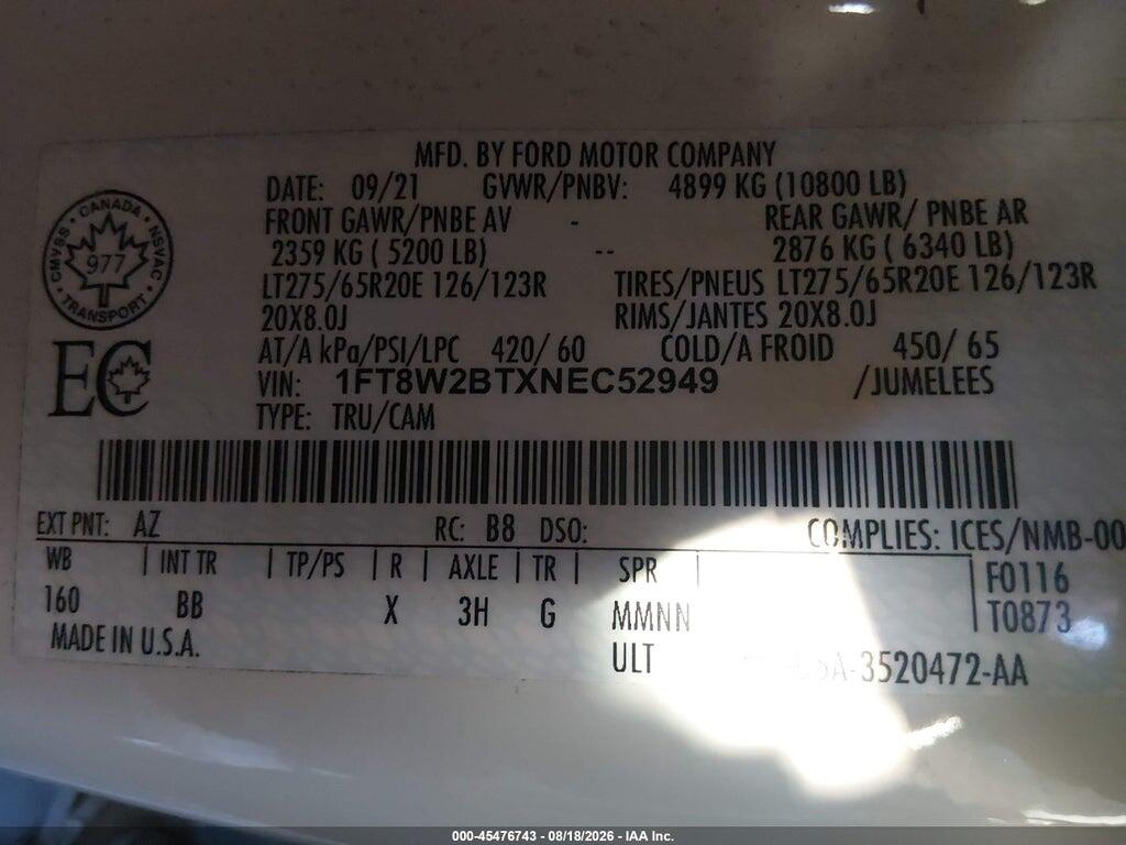 1FT8W2BTXNEC52949 2022 FORD F-250 photo no. 9