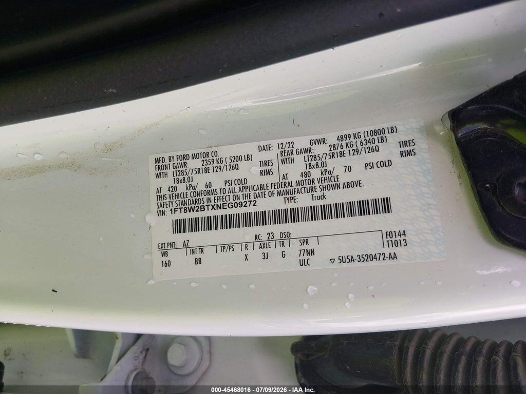 1FT8W2BTXNEG09272 2022 FORD F-250 photo no. 9