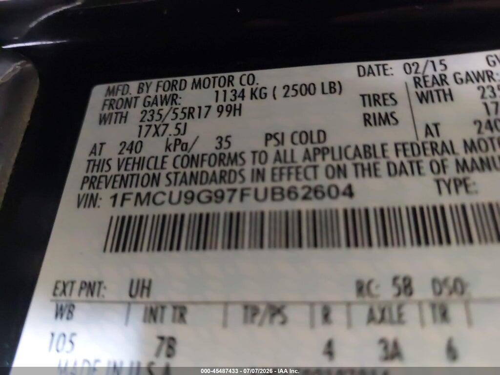 1FMCU9G97FUB62604 2015 FORD ESCAPE photo no. 9