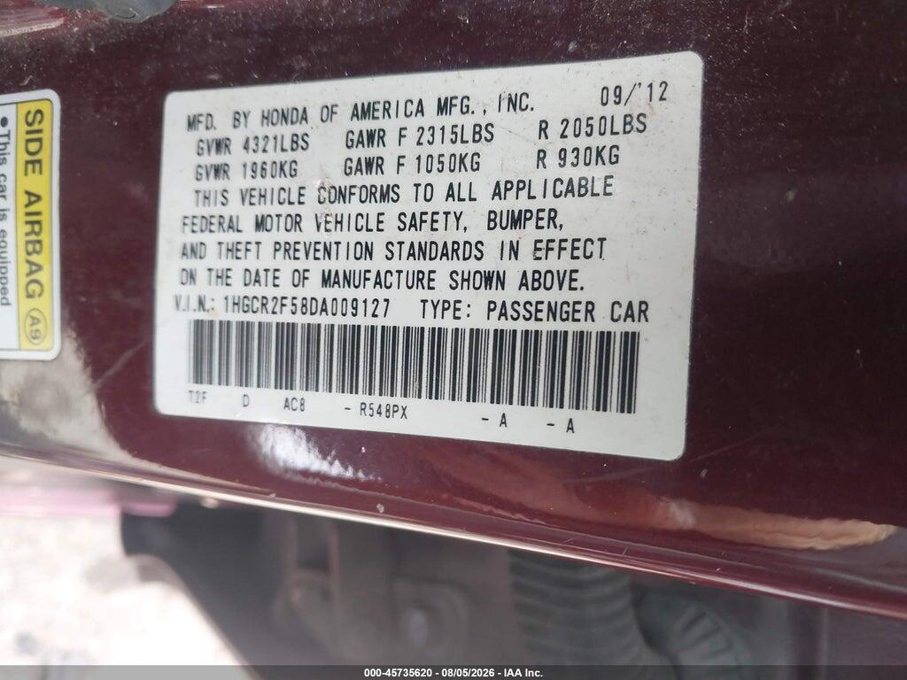 1HGCR2F58DA009127 2013 HONDA ACCORD photo no. 9