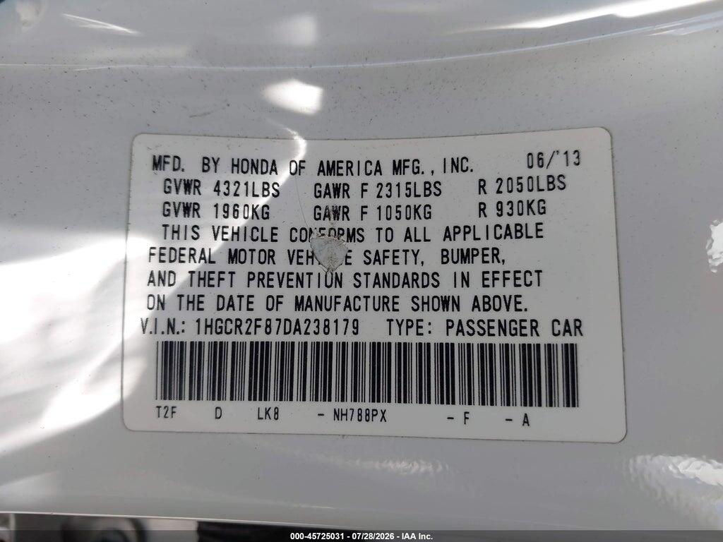 1HGCR2F87DA238179 2013 HONDA ACCORD photo no. 9