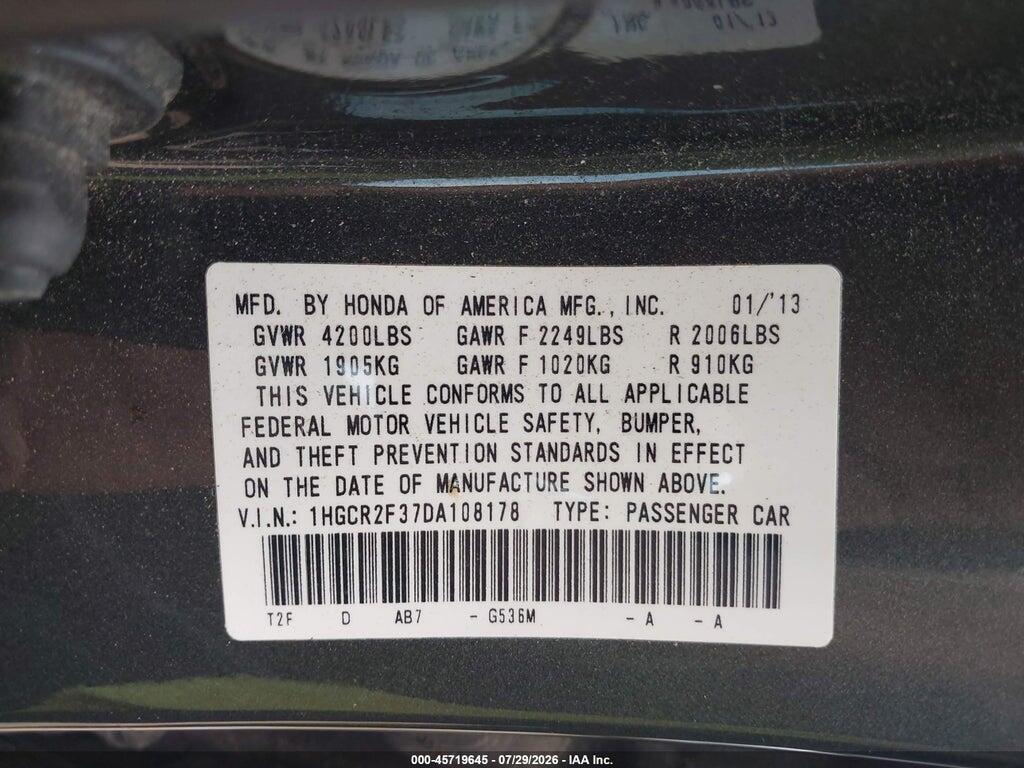 1HGCR2F37DA108178 2013 HONDA ACCORD photo no. 9