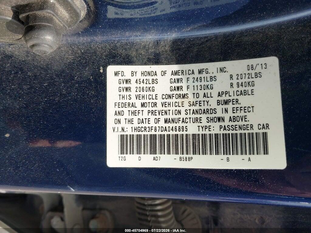 1HGCR3F87DA046895 2013 HONDA ACCORD photo no. 9