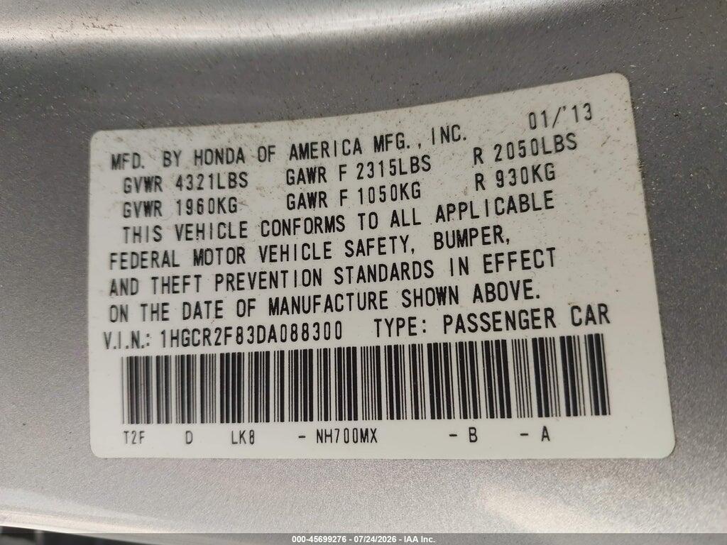 1HGCR2F83DA088300 2013 HONDA ACCORD photo no. 9