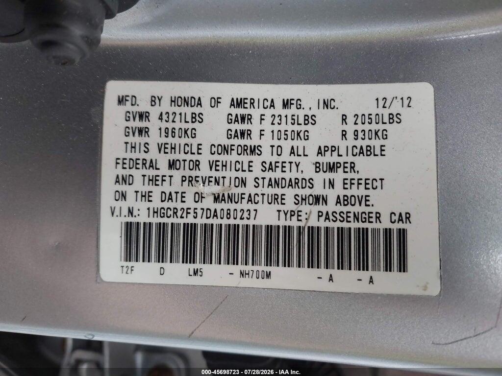1HGCR2F57DA080237 2013 HONDA ACCORD photo no. 9