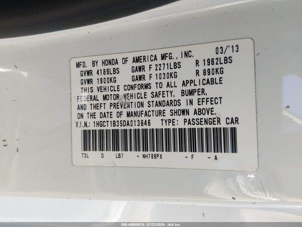 1HGCT1B35DA013846 2013 HONDA ACCORD photo no. 9