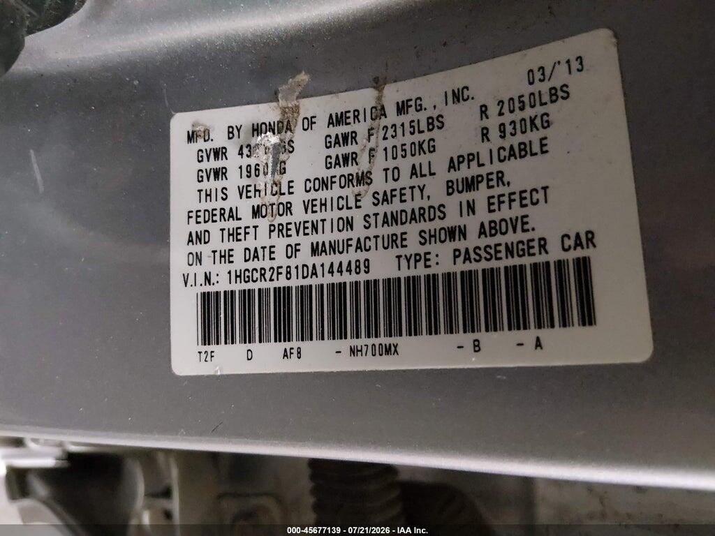 1HGCR2F81DA144489 2013 HONDA ACCORD photo no. 9