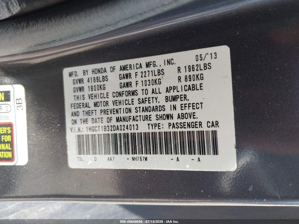 1HGCT1B32DA024013 2013 HONDA ACCORD photo no. 9