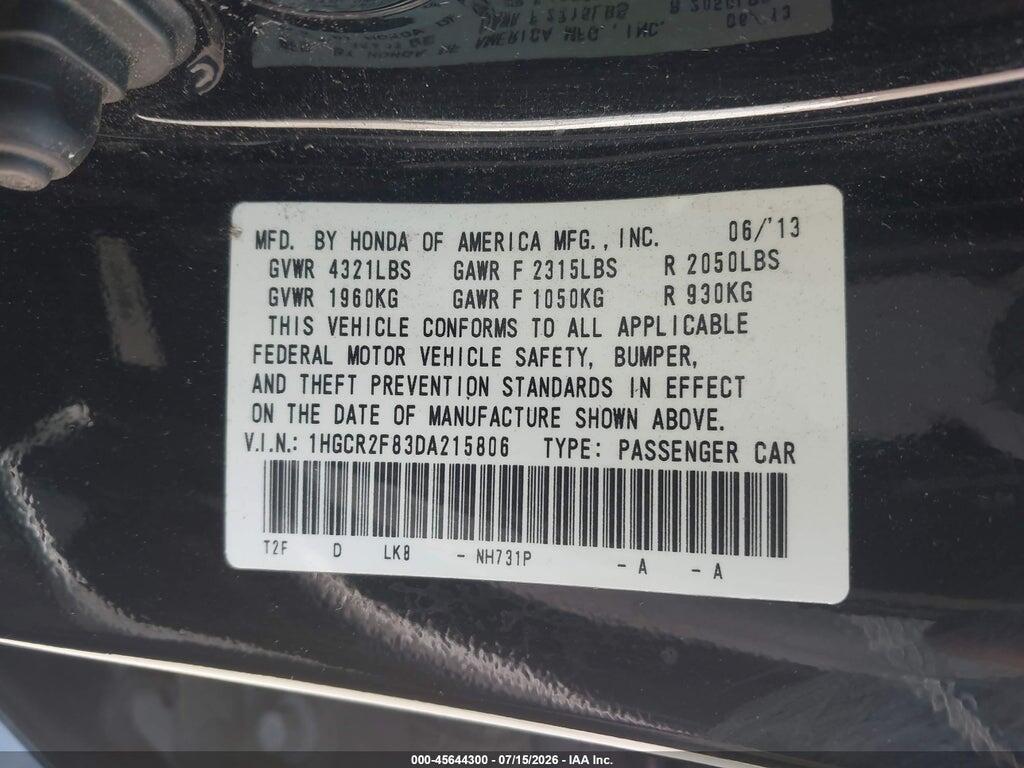1HGCR2F83DA215806 2013 HONDA ACCORD photo no. 9