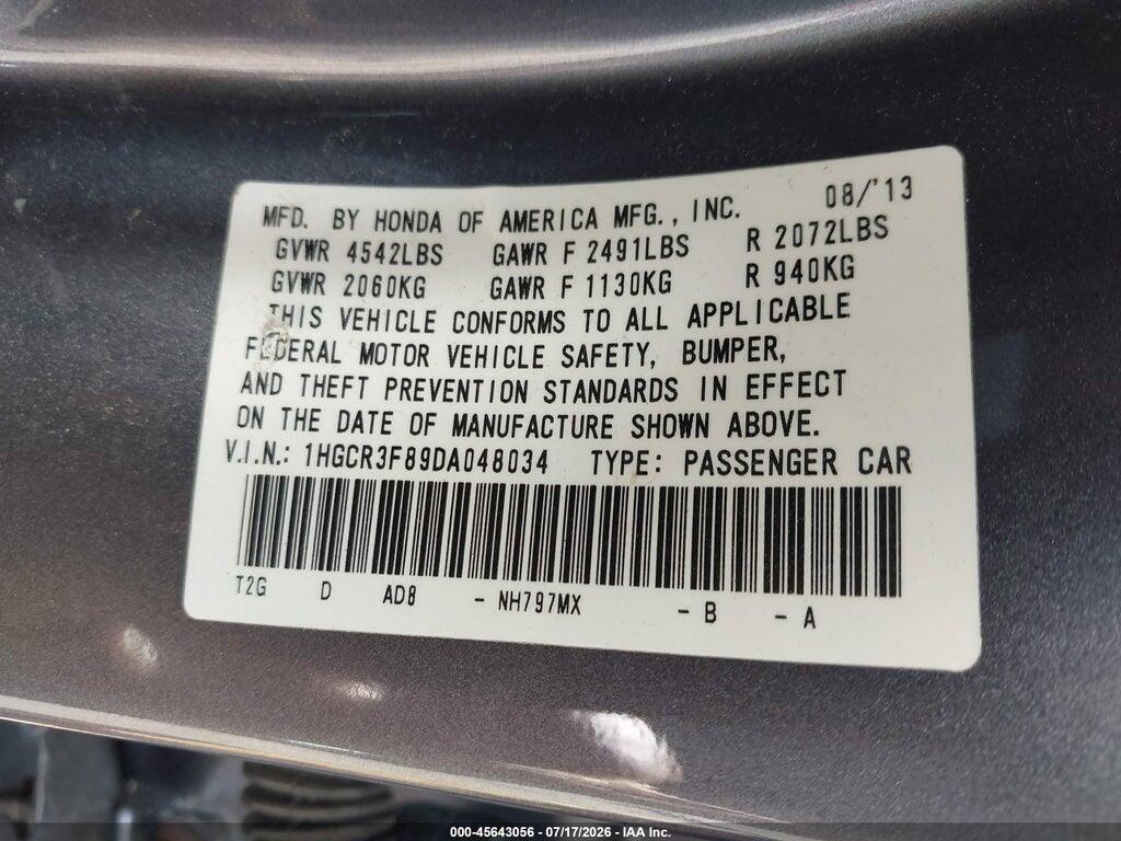 1HGCR3F89DA048034 2013 HONDA ACCORD photo no. 9