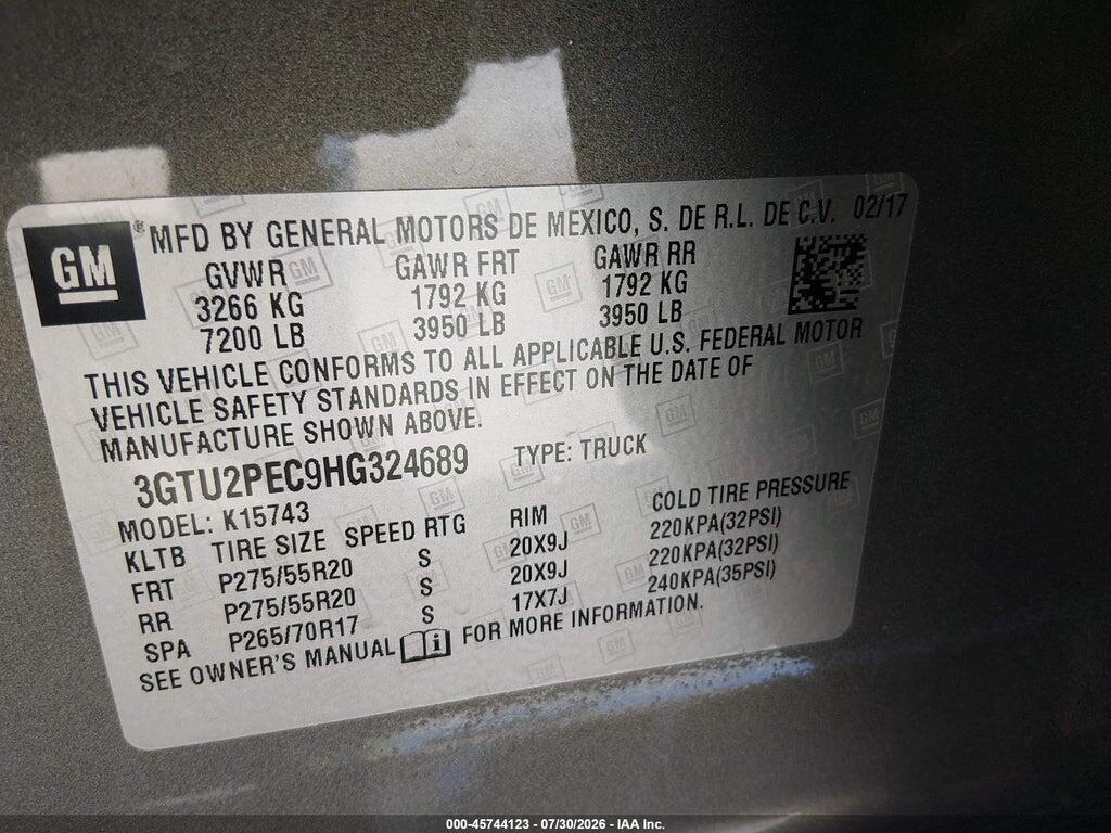 3GTU2PEC9HG324689 2017 GMC SIERRA 1500 photo no. 9