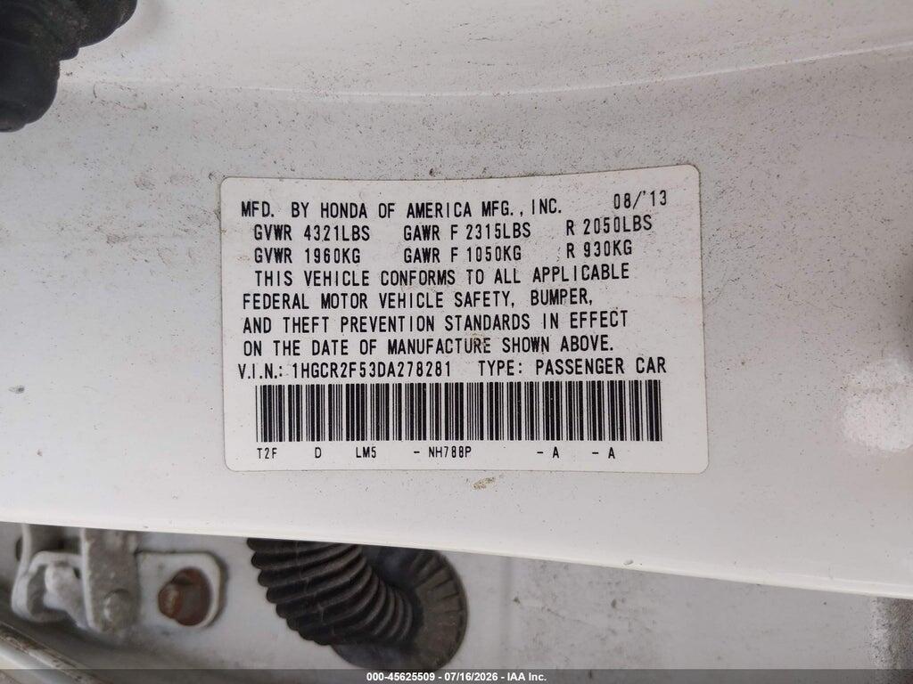 1HGCR2F53DA278281 2013 HONDA ACCORD photo no. 9